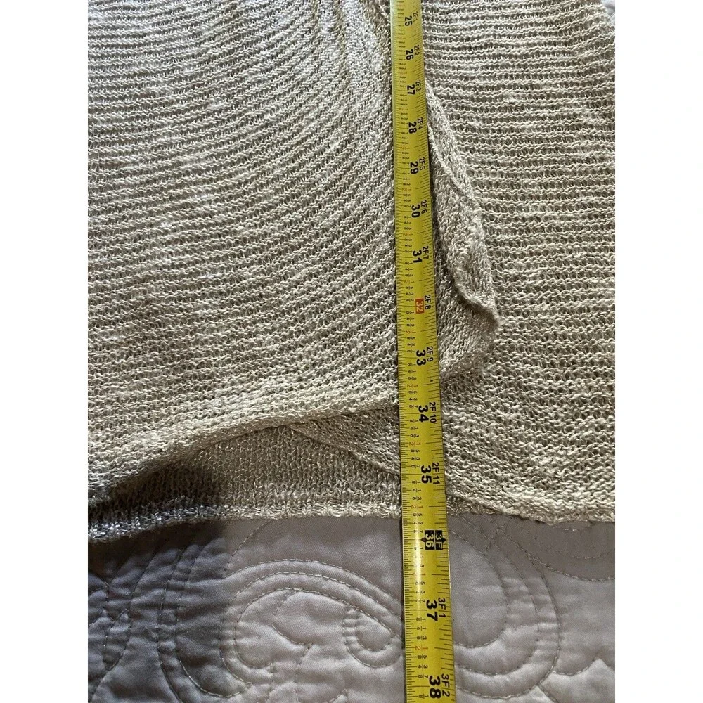 Eileen Fisher L Crochet Long Open Front Cardigan Boho Bohemian Minimalist D25 - Picture 5 of 6